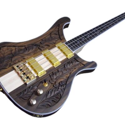 Custom Nova Lemmy Kilmister Engrave Carved 4004 Walnut Wood Body Satin 4 String Bass - Image 5
