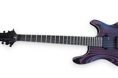 Custom Onyx Gothic Black Luminactive 6 String Electric Guitar - Image 4
