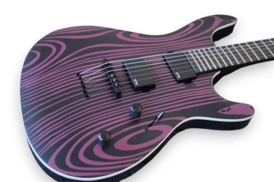 Custom Onyx Gothic Black Luminactive 6 String Electric Guitar - Image 5