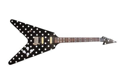 Custom Crown Randy Rhoads Flying V Black Polka Dots Electric Guitar - Image 2