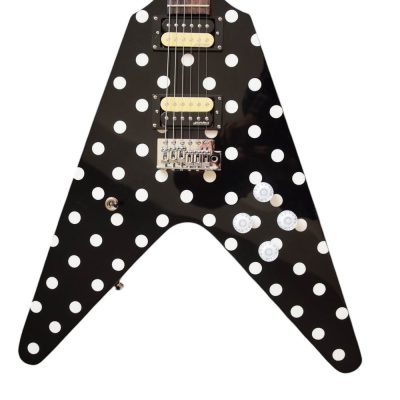 Custom Crown Randy Rhoads Flying V Black Polka Dots Electric Guitar