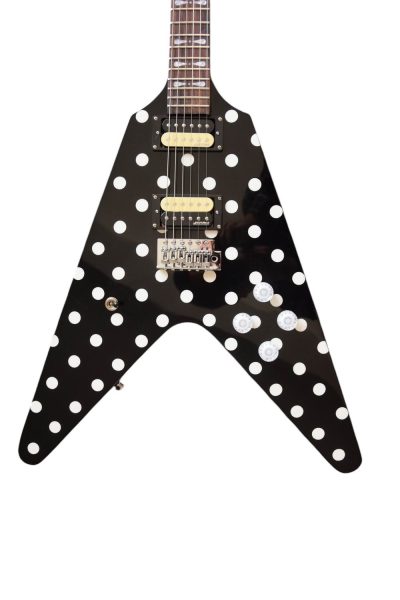 Custom Crown Randy Rhoads Flying V Black Polka Dots Electric Guitar
