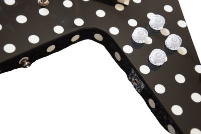 Custom Crown Randy Rhoads Flying V Black Polka Dots Electric Guitar - Image 8