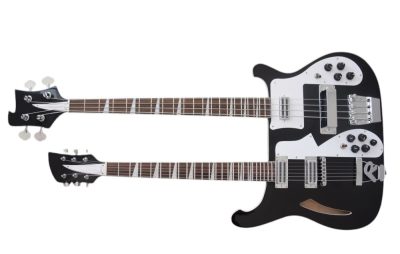 Custom Nova 4003 Rutherford Genesis Double Neck Black 4 String Bass 6 String Guitar - Image 2