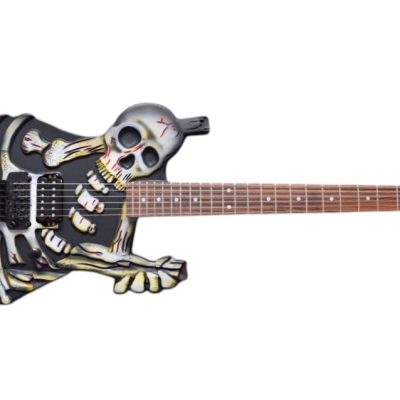 Custom Obsidian Lynch Carved Skull and Bones Electric Guitar - Image 2