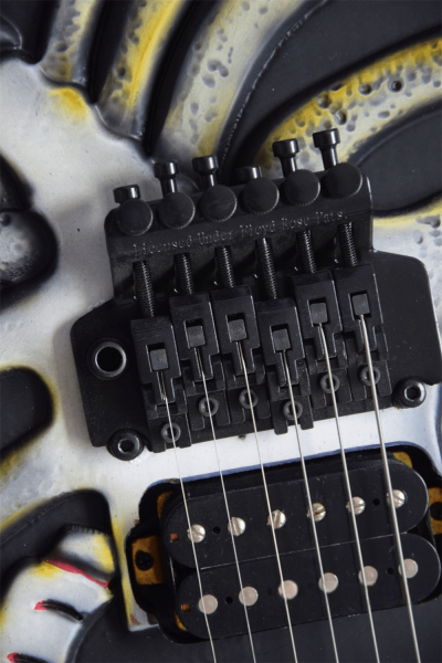 Custom Obsidian Lynch Carved Skull and Bones Electric Guitar - Image 5