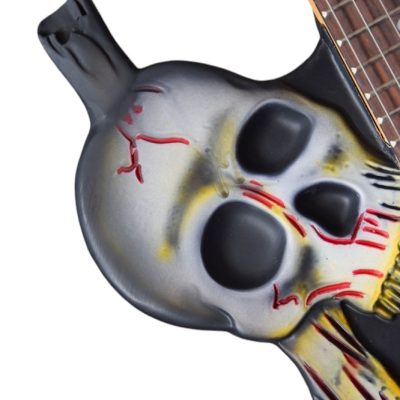 Custom Obsidian Lynch Carved Skull and Bones Electric Guitar - Image 7