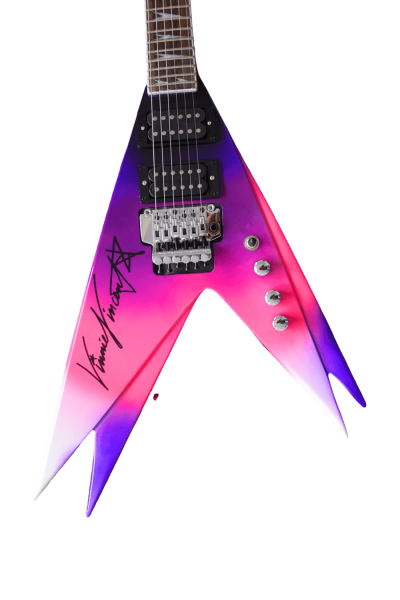 Custom Silverpine Vinnie Vincent I Flying Double V Purple Pink Guitar