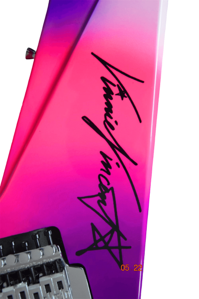 Custom Silverpine Vinnie Vincent I Flying Double V Purple Pink Guitar - Image 6