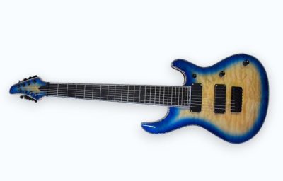 Custom Onyx Regius Blue Flame Maple 8 String Guitar - Image 2