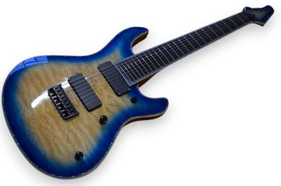 Custom Onyx Regius Blue Flame Maple 8 String Guitar - Image 9