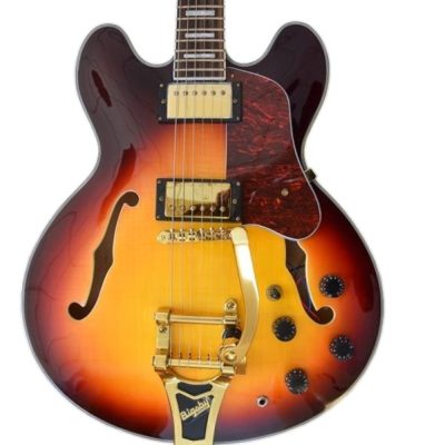 Custom Crown ES335 Bigsby Vibrato Tailpiece Vintage Sunburst Semi Hollow Jazz Fhole Guitar
