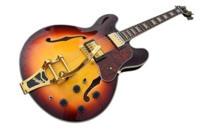 Custom Crown ES335 Bigsby Vibrato Tailpiece Vintage Sunburst Semi Hollow Jazz Fhole Guitar - Image 7