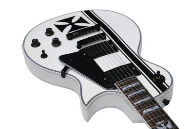 Custom Obsidian James Iron Cross White Electric Guitar - Image 2