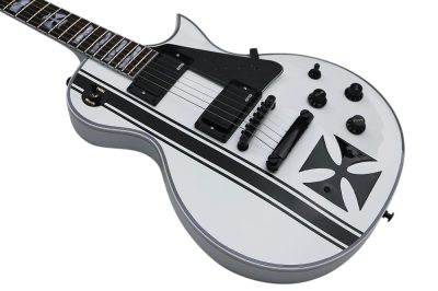 Custom Obsidian James Iron Cross White Electric Guitar - Image 9