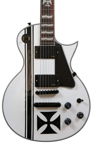 Custom Obsidian James Iron Metal Cross White Electric Guitar