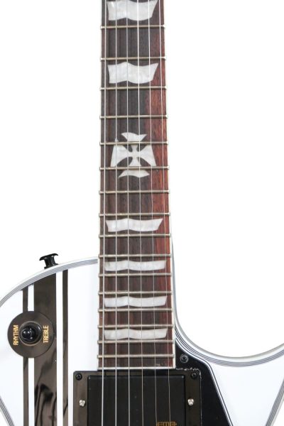 Custom Obsidian James Iron Metal Cross White Electric Guitar - Image 5