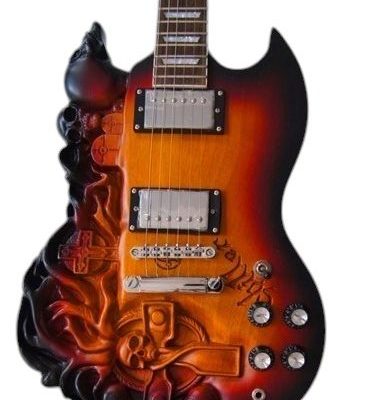 Custom Crown SG Carved Skull Sunburst Guitar