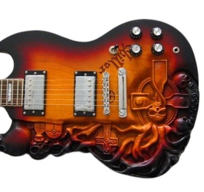 Custom Crown SG Carved Skull Sunburst Guitar - Image 4