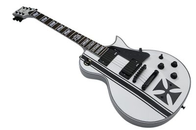 Custom Obsidian James Iron Cross White Electric Guitar - Image 6