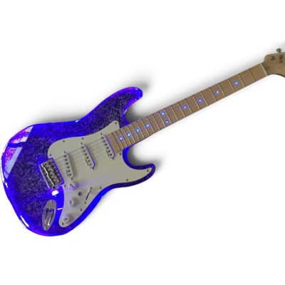 Custom Regent ST Plexiglass Acrylic Blue LED Electric Guitar - Image 6