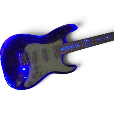 Custom Regent ST Plexiglass Acrylic Blue LED Electric Guitar - Image 2