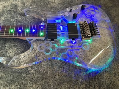 Custom Axis Plexiglass Acrylic Multi Colored LED Jem Tremolo Guitar - Image 5