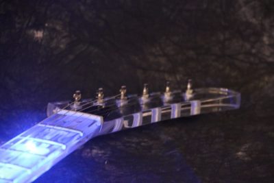 Custom Crown Korina Plexiglass Acrylic Explorer Blue Led Guitar - Image 3