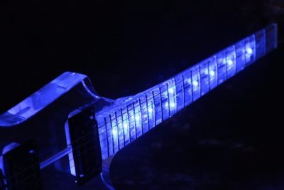 Custom Crown Korina Plexiglass Acrylic Explorer Blue Led Guitar - Image 6