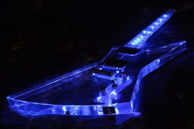 Custom Crown Korina Plexiglass Acrylic Explorer Blue Led Guitar