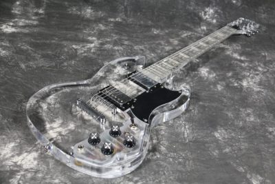 Custom Crown SG Plexiglass Acrylic Blue Led Guitar - Image 4