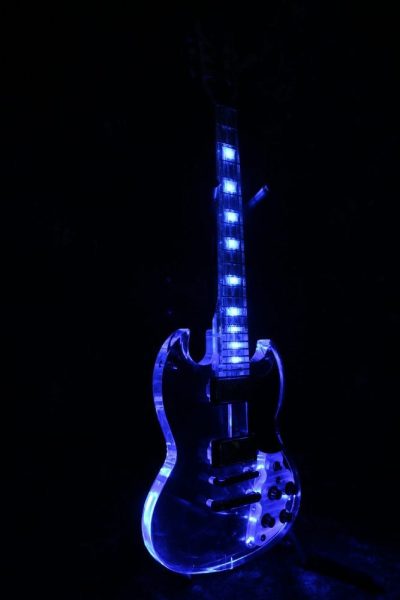 Custom Crown SG Plexiglass Acrylic Blue Led Guitar - Image 5