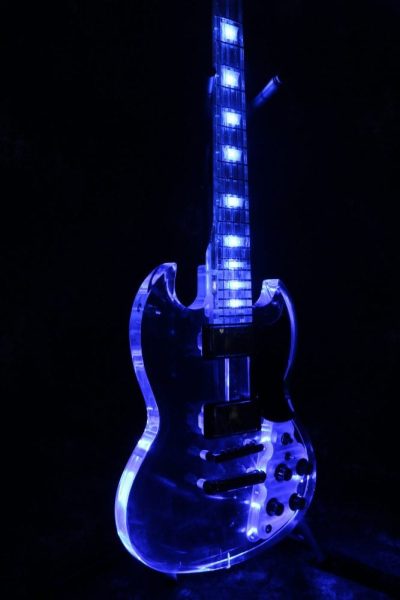 Custom Crown SG Plexiglass Acrylic Blue Led Guitar - Image 2