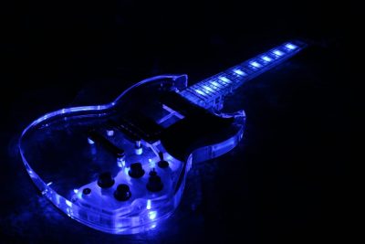 Custom Crown SG Plexiglass Acrylic Blue Led Guitar