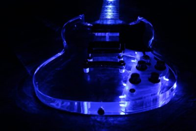 Custom Crown SG Plexiglass Acrylic Blue Led Guitar - Image 9