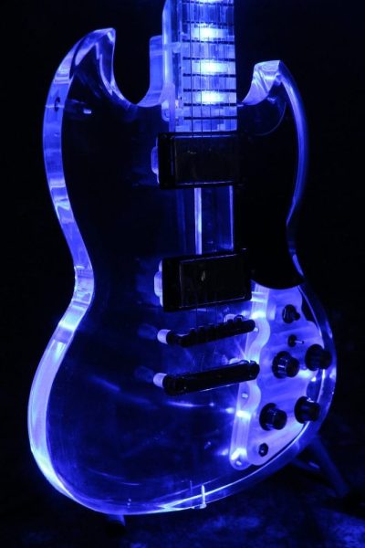 Custom Crown SG Plexiglass Acrylic Blue Led Guitar - Image 11