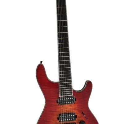 Custom Onyx Regius 7 String Red Orange Lava Burst Flamed Maple Top Guitar - Image 2