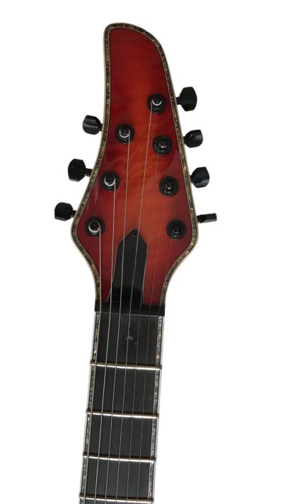 Custom Onyx Regius 7 String Red Orange Lava Burst Flamed Maple Top Guitar - Image 6