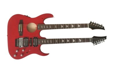 Custom Vile Red Flame Maple Top Double Neck Crossroads Tremolo Guitar - Image 3