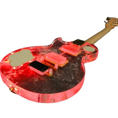 Custom Crown Plexiglass Acrylic Red LED Guitar - Image 4