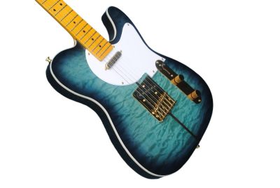 Custom Regent Merle Tuff Dog Aqua Blue Burst Guitar - Image 2