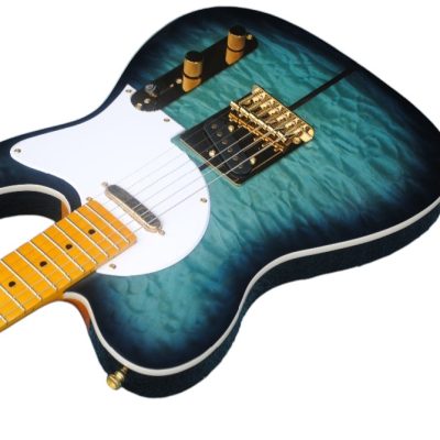 Custom Regent Merle Tuff Dog Aqua Blue Burst Guitar - Image 8