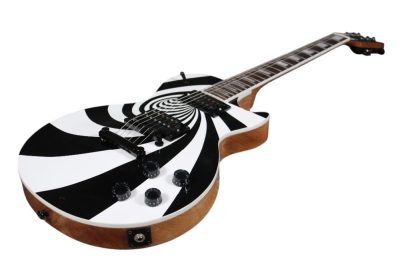 Custom Crown Wylde Vertigo Bullseye White Black Guitar - Image 3
