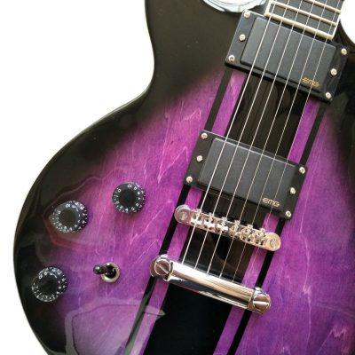 Custom Crown Double Cutaway Purple Stripe Guitar - Image 3
