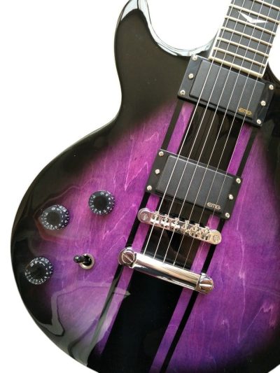 Custom Crown Double Cutaway Purple Stripe Guitar - Image 3