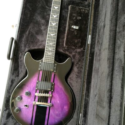 Custom Crown Double Cutaway Purple Stripe Guitar - Image 5