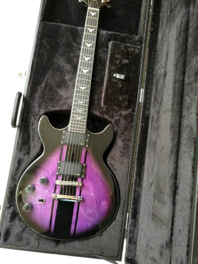 Custom Crown Double Cutaway Purple Stripe Guitar - Image 5
