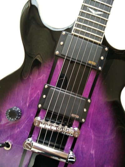 Custom Crown Double Cutaway Purple Stripe Guitar - Image 7