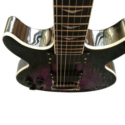 Custom Crown Double Cutaway Purple Stripe Guitar - Image 8