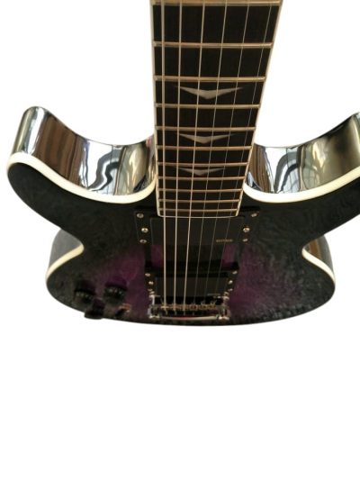 Custom Crown Double Cutaway Purple Stripe Guitar - Image 8